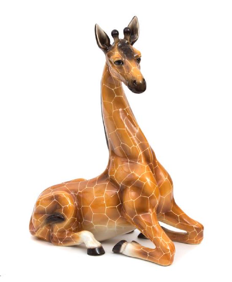A Glazed Ceramic Model of a Seated Giraffe Height 36 (1 of 1)
