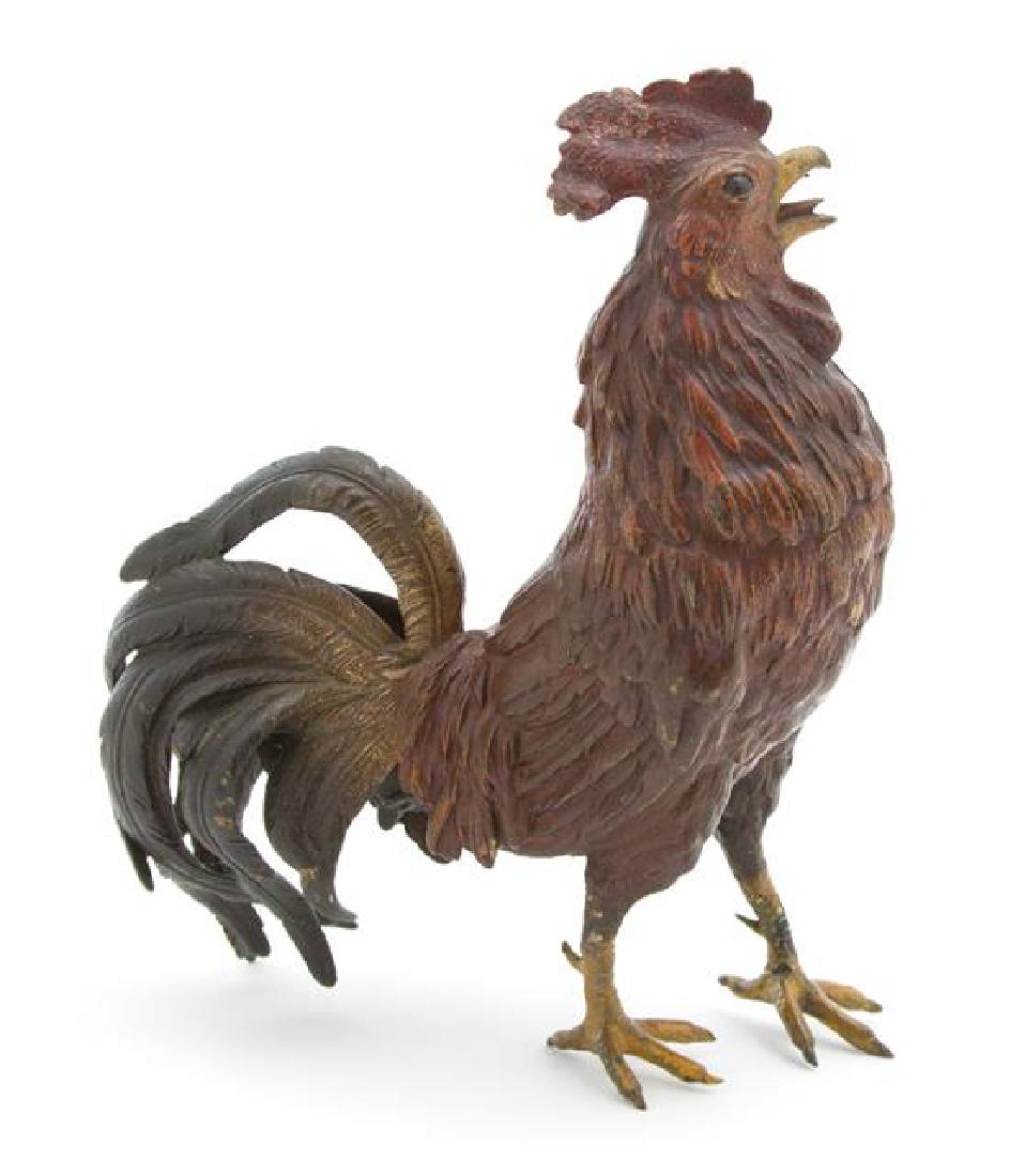 A Cold Painted Bronze Model of a Rooster Height 6 3/4: A Cold Painted Bronze Model of a Rooster Height 6 3/4 inches. Estimate $40-60