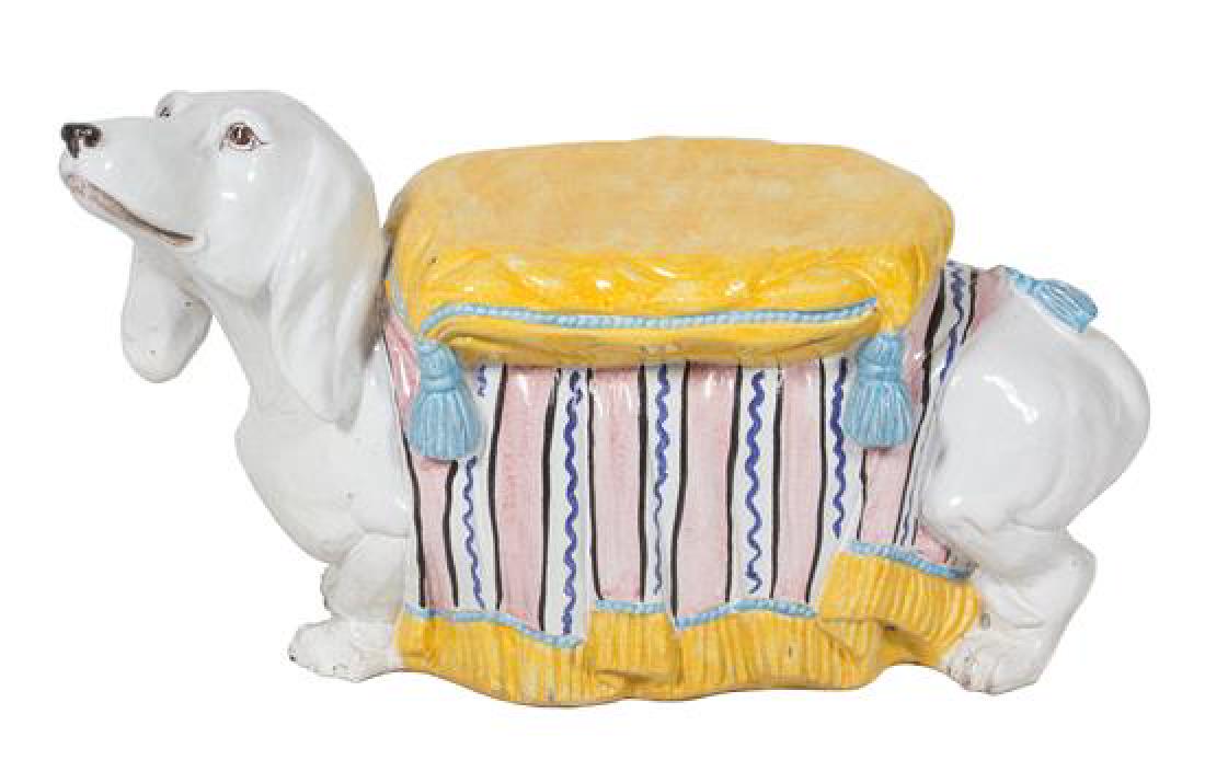 An Italian Glazed Ceramic Figure of a Dachsund with (1 of 1)