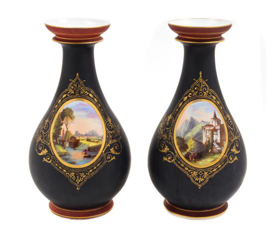 A Pair of Continental Painted Porcelain Vases (1 of 1)