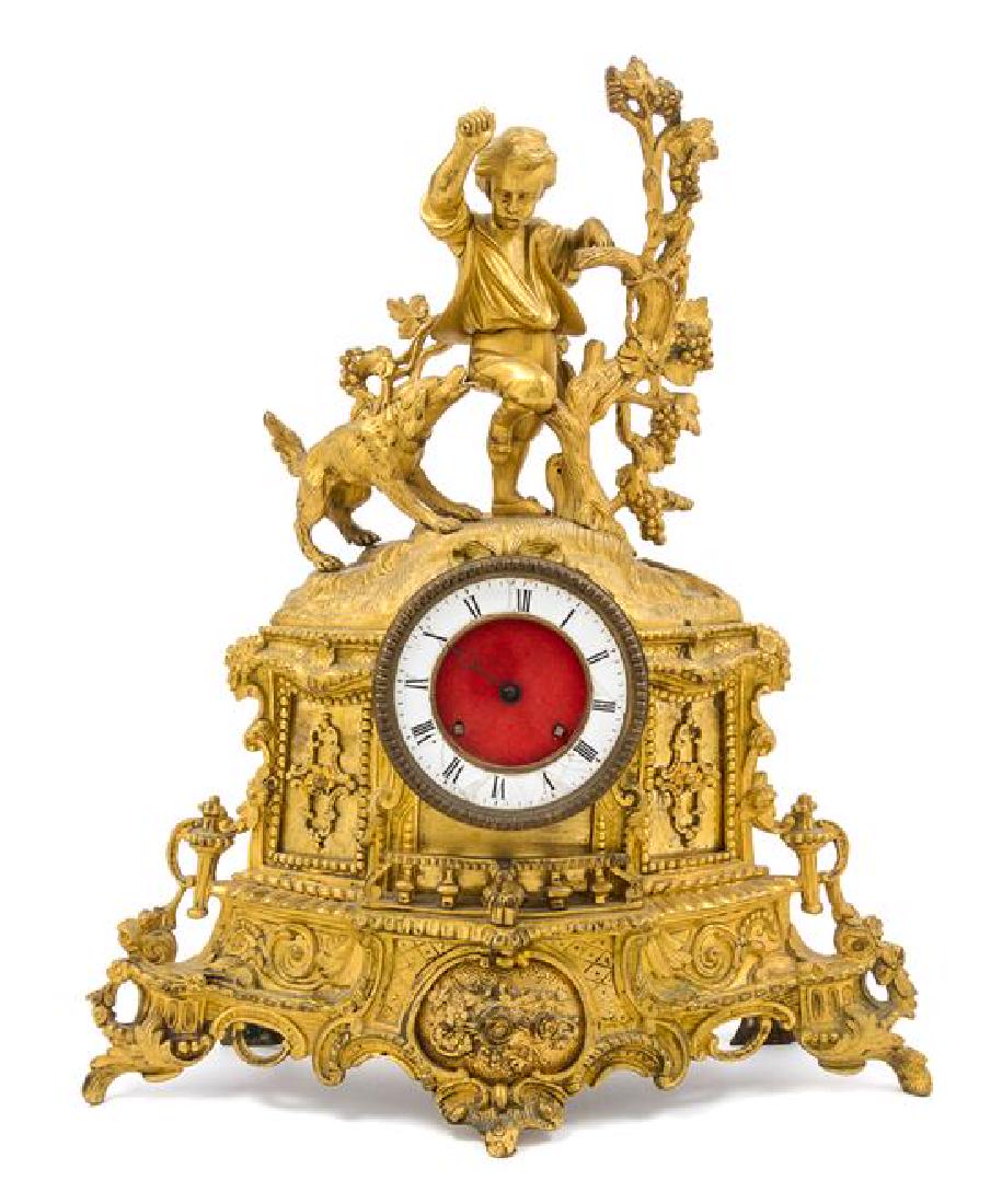 A Continental Gilt Bronze Mantel Clock (1 of 1)