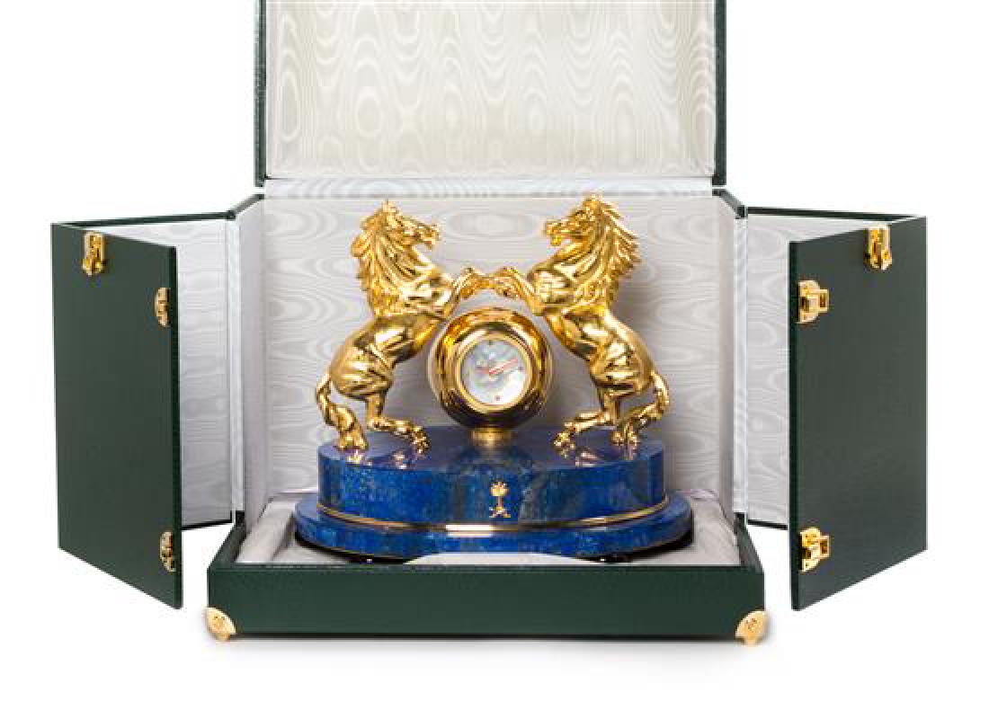 A Gilt Metal and Lapis Lazuli Veneered Clock (1 of 2)