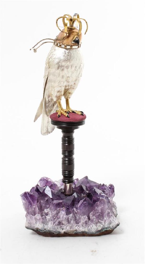 An Amethyst Mounted Silver Hooded Falcon (1 of 1)