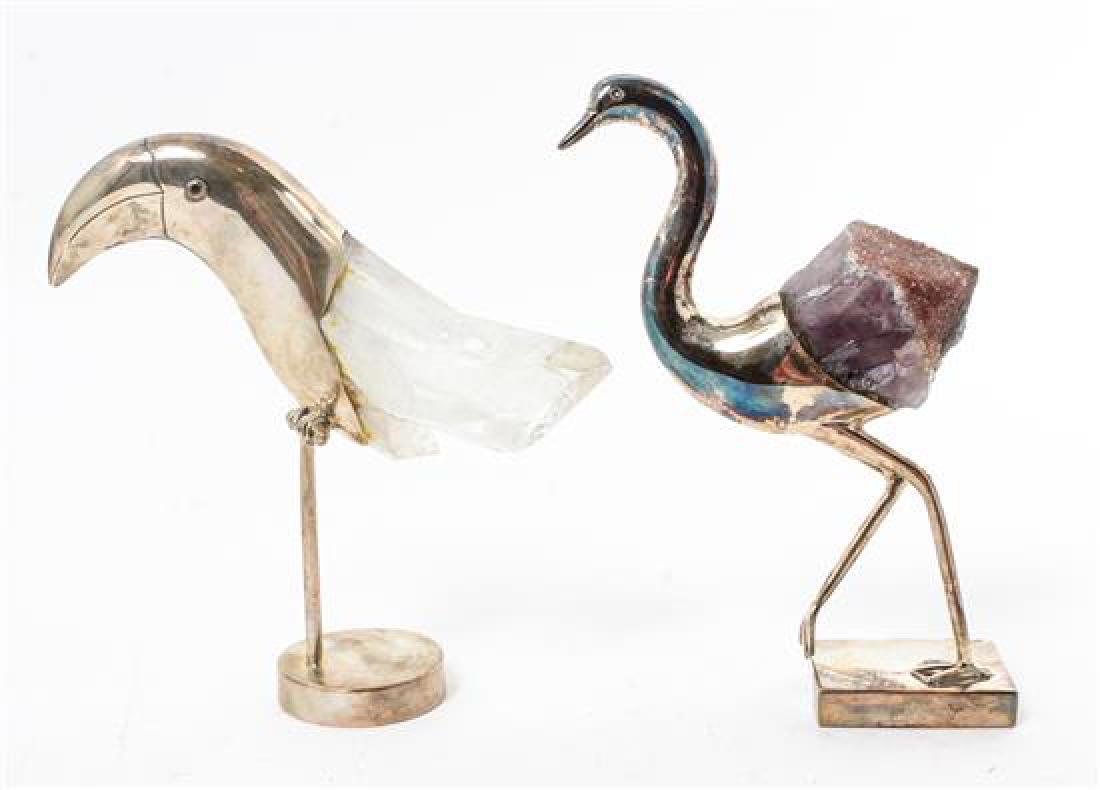 Two Italian Silver and Mineral Mounted Models of Birds (1 of 1)