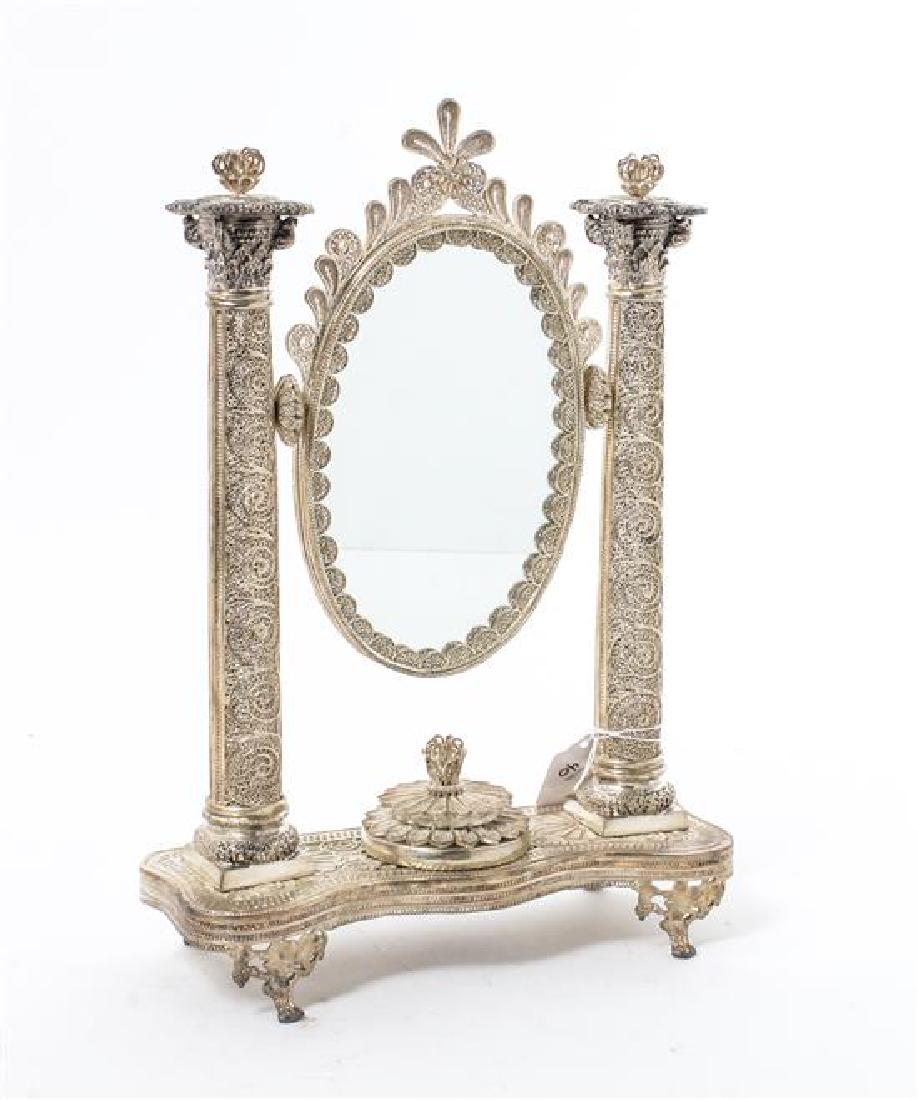 A Silvered Metal Filigree Dressing Mirror (1 of 1)