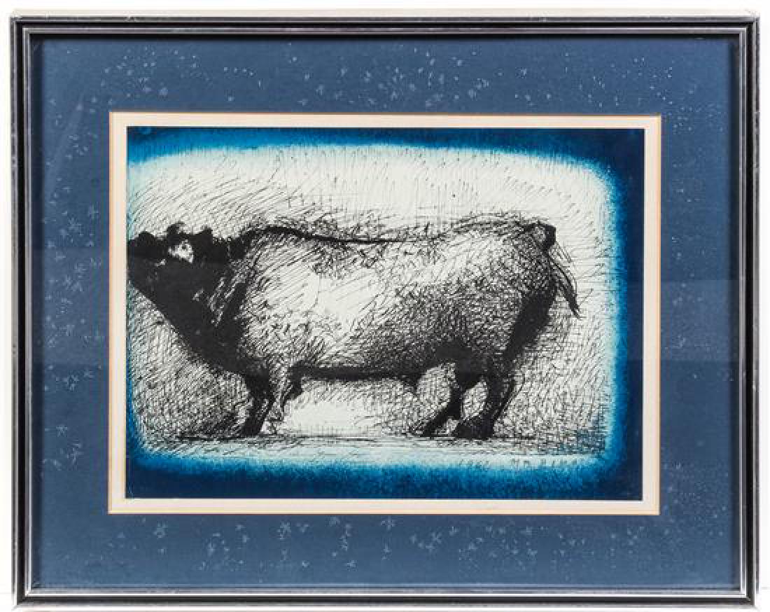 Marino Marini: Marino Marini (Italian, 1901-1980) Toro lithograph plate signed 11 x 14 3/4 inches. Estimate $100-200