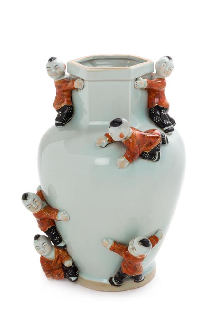 * A Chinese Style Porcelain Vase Height 13 3/4 inches. (1 of 2)