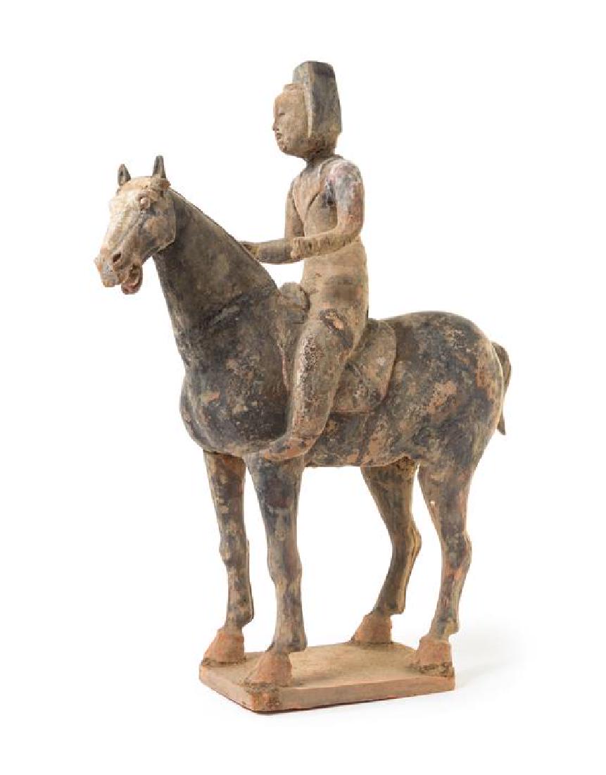 * A Chinese Grey Pottery Equestrian Figure Height 19 (1 of 1)