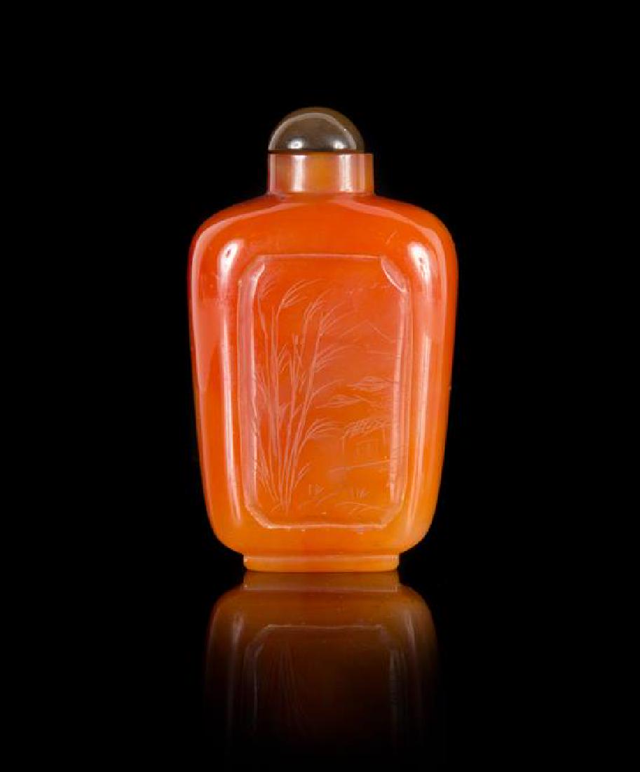 A Chinese Amber Snuff Bottle Height 3 1/2 inches. (1 of 1)