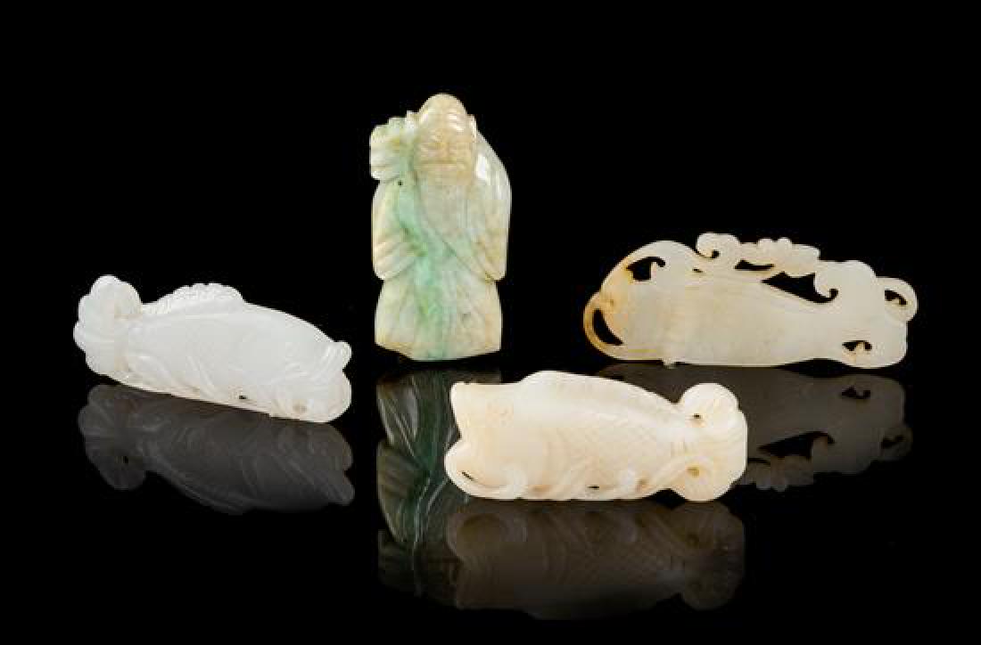 Four Chinese Jade and Jadeite Pendants Length of (1 of 1)