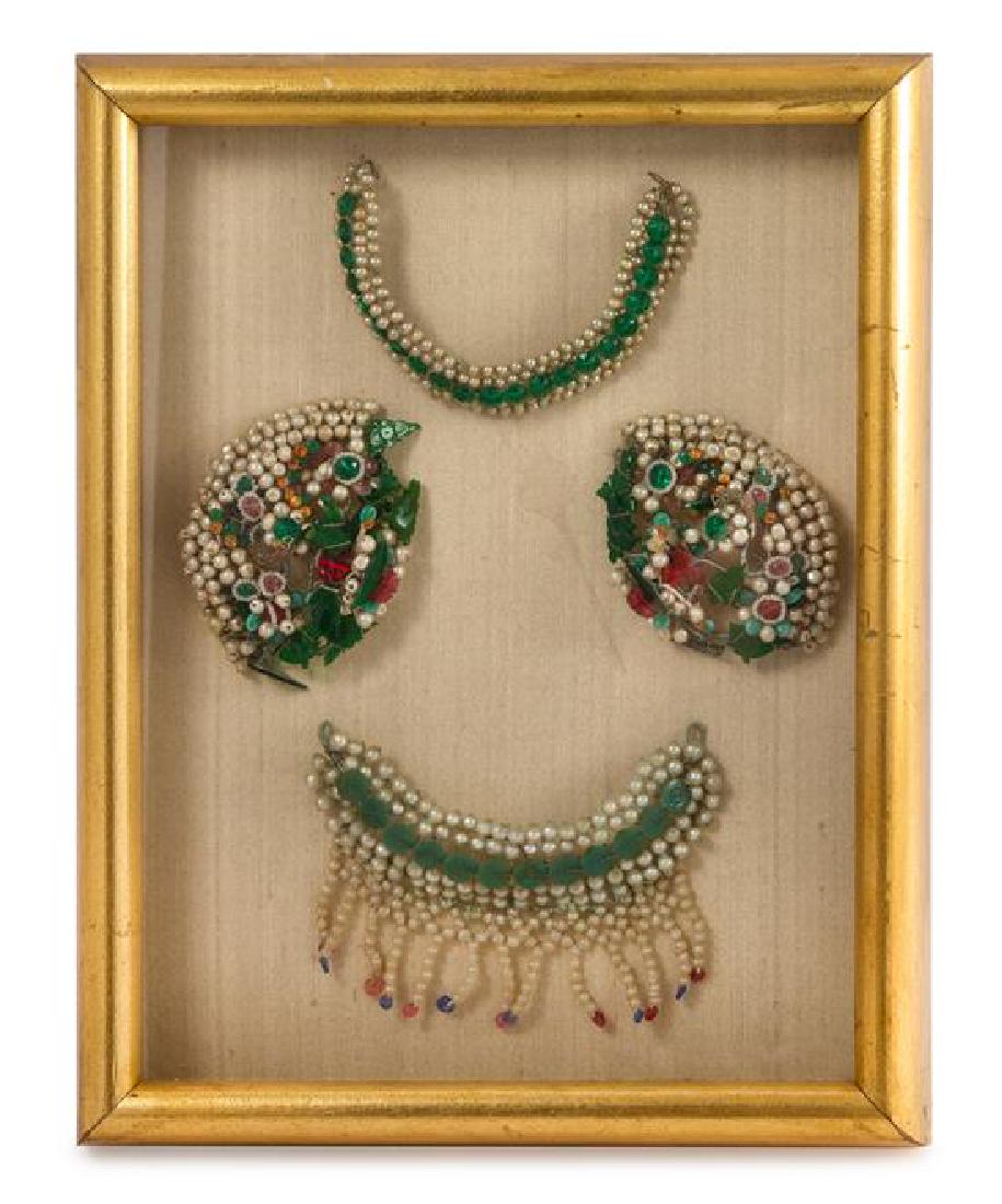 * Four Chinese Hardstone and Pearl Seeds Inset Jewelry (1 of 1)