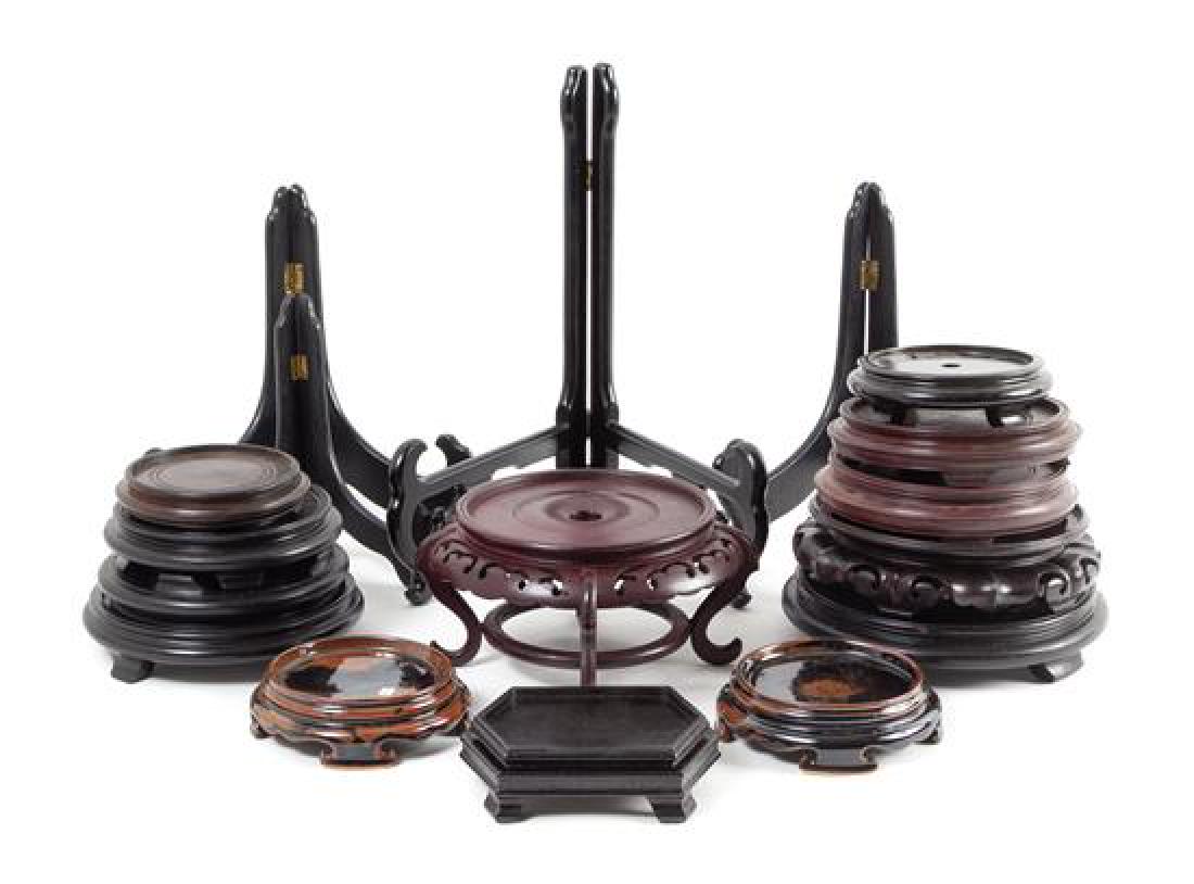 Twenty-Four Chinese Wood and Porcelain Stands Height of (1 of 1)