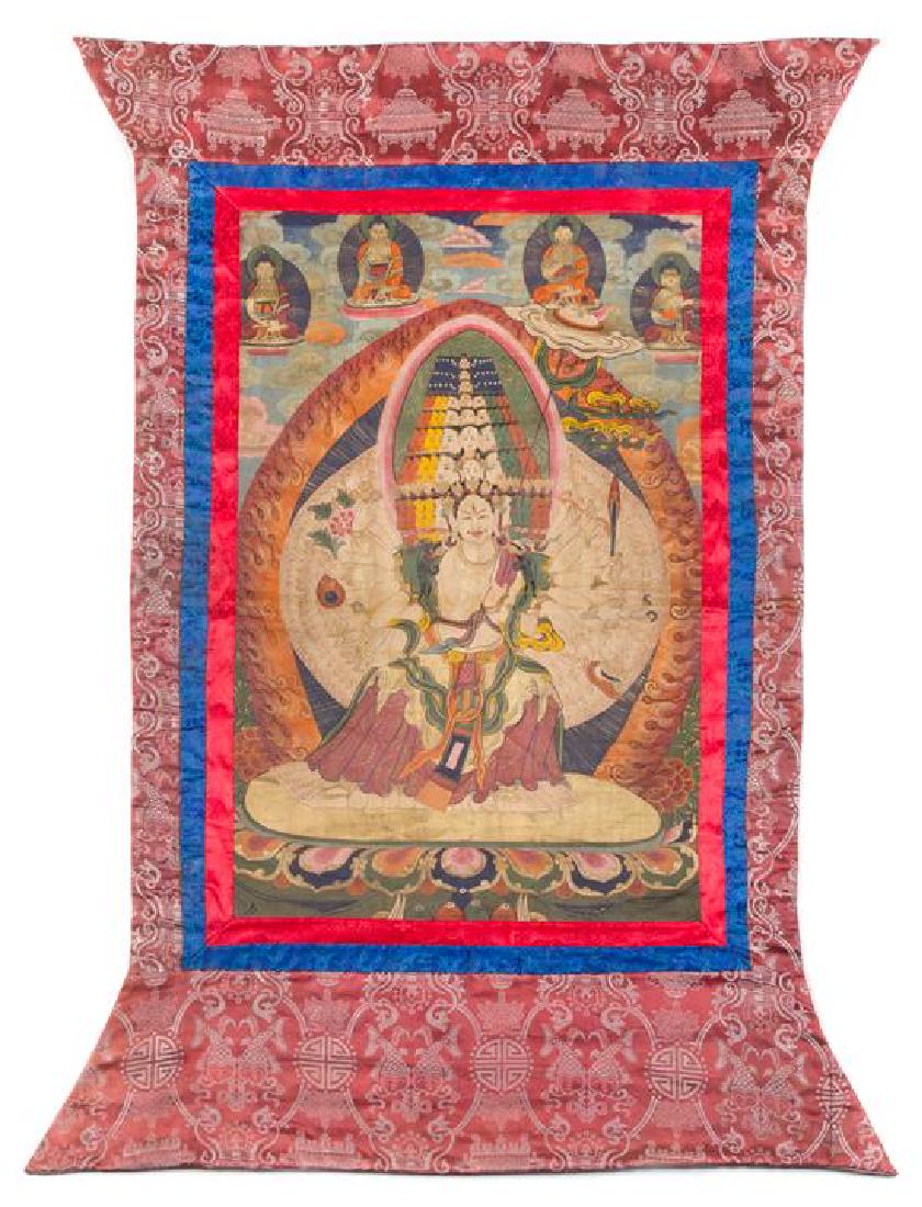 A Tibetan Thangka 30 1/2 x 19 1/2 inches (image). (1 of 1)
