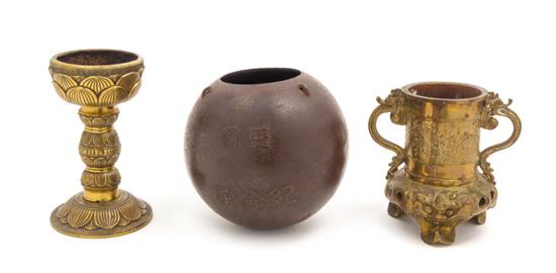 Three Japanese Bronze Articles Height of tallest 5 1/4 (1 of 1)