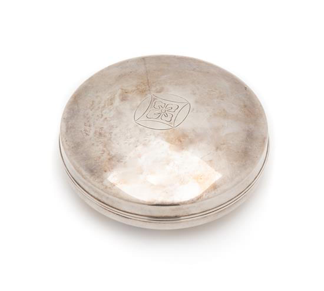 A Japanese Silver Circular Covered Box Diameter 3 (1 of 2)