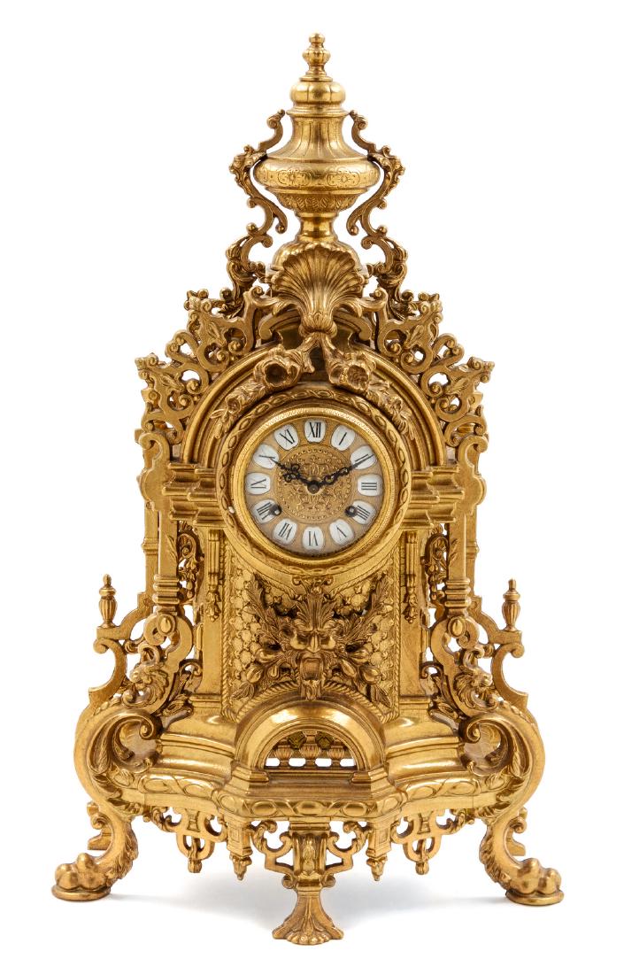 A French Gilt Metal Mantel Clock Height 24 inches. (1 of 1)