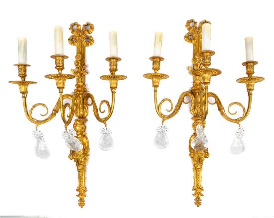 A Pair of Louis XV Style Bronze and Rock Crystal (1 of 1)