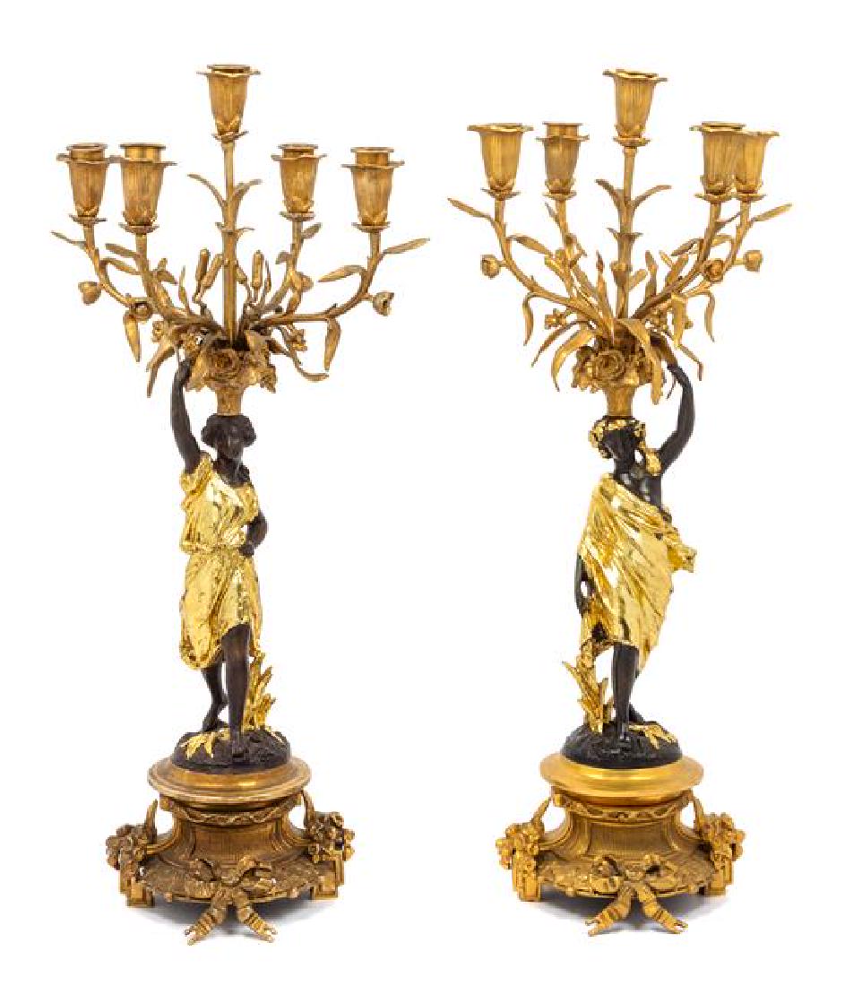 A Pair of Louis XV Style Gilt and Patinated Bronze (1 of 1)