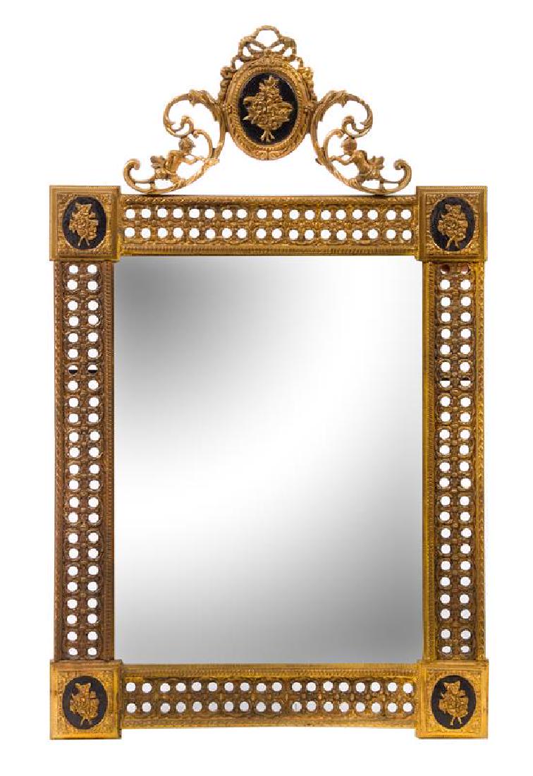 A Louis XVI Style Enameled Gilt Bronze Mirror Height 34 (1 of 1)