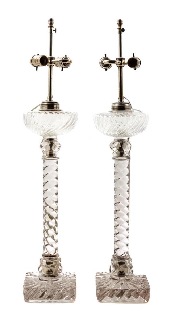 A Pair of Baccarat Molded Glass Fluid Lamps Height 33 (1 of 1)