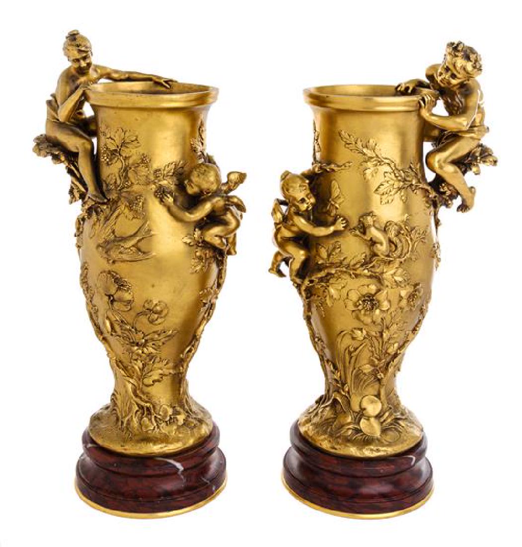 * A Pair of French Gilt Bronze Vases Height 15 inches. (1 of 1)