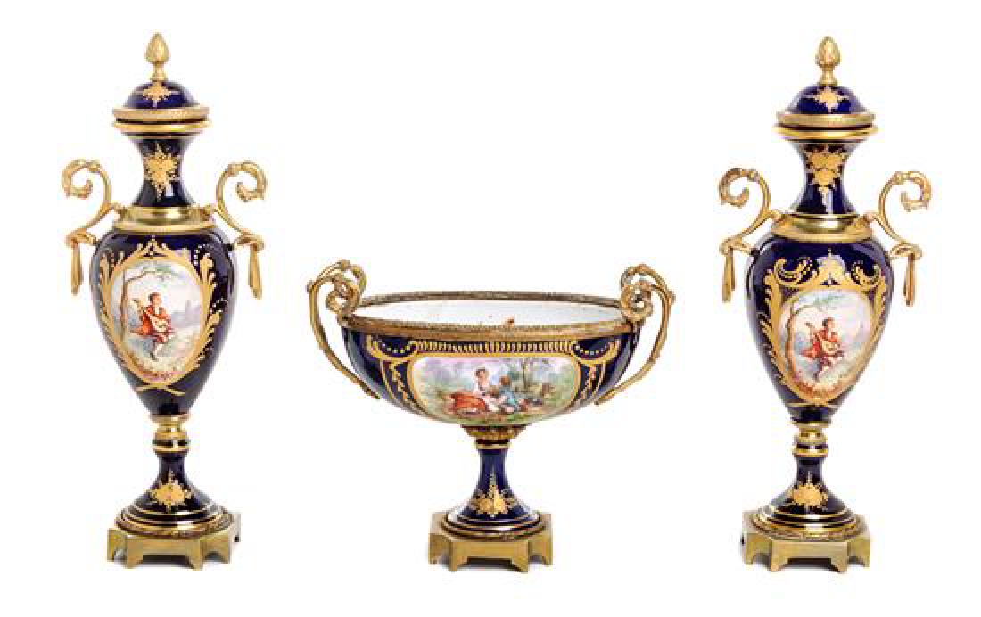 A Sevres Style Gilt Bronze Mounted Porcelain Garniture (1 of 1)