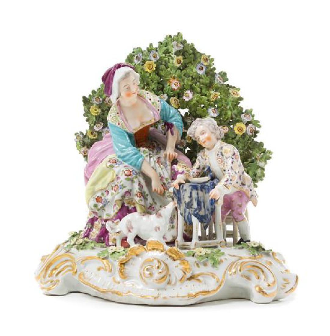 A Continental Porcelain Figural Group Height 11 1/4 x (1 of 1)