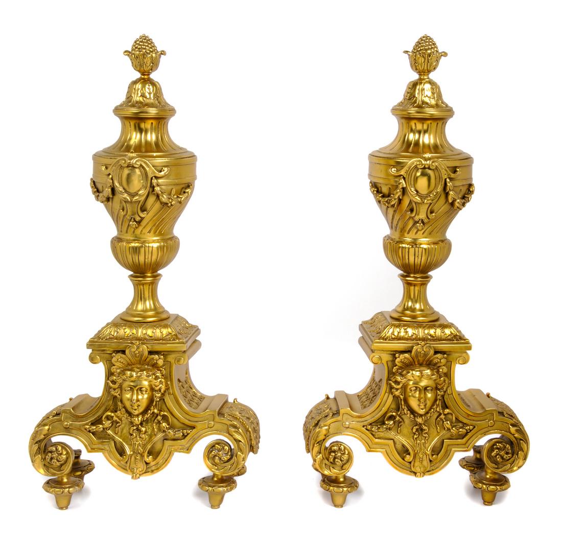 Pair of Napoleon III Style Gilt Bronze Chenets Height (1 of 1)