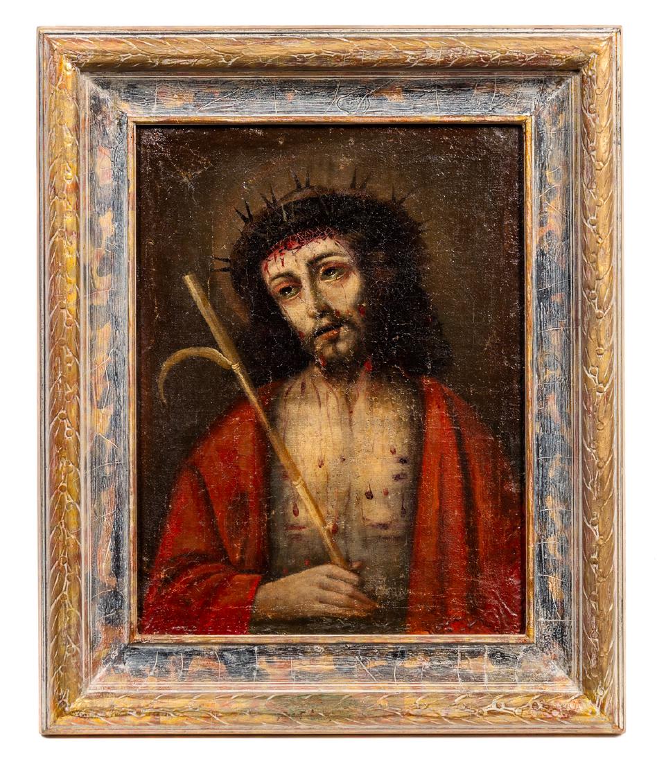 Artist Unknown, (Continental School, 18th/19th: Artist Unknown (Continental School, 18th/19th Century) The Passion of Christ oil on canvas laid on Masonite 15 x 11 1/4 inches. Estimate $500-700