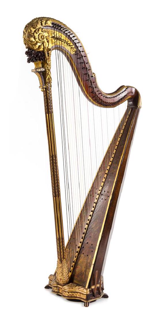 A French Painted and Parcel Gilt Harp Height 64 1/2 (1 of 1)
