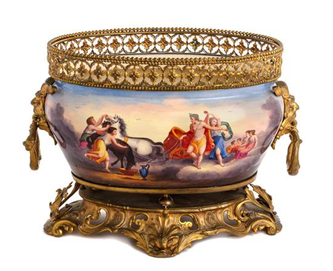 * A Continental Gilt Metal Mounted Ceramic Jardiniere (1 of 1)