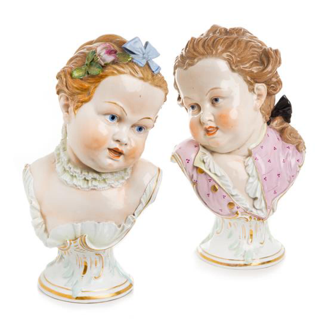 A Pair of German Porcelain Busts Height 11 inches. (1 of 1)