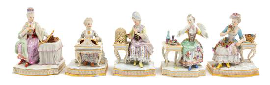 * A Set of Five Meissen Porcelain Figures Emblematic of (1 of 1)