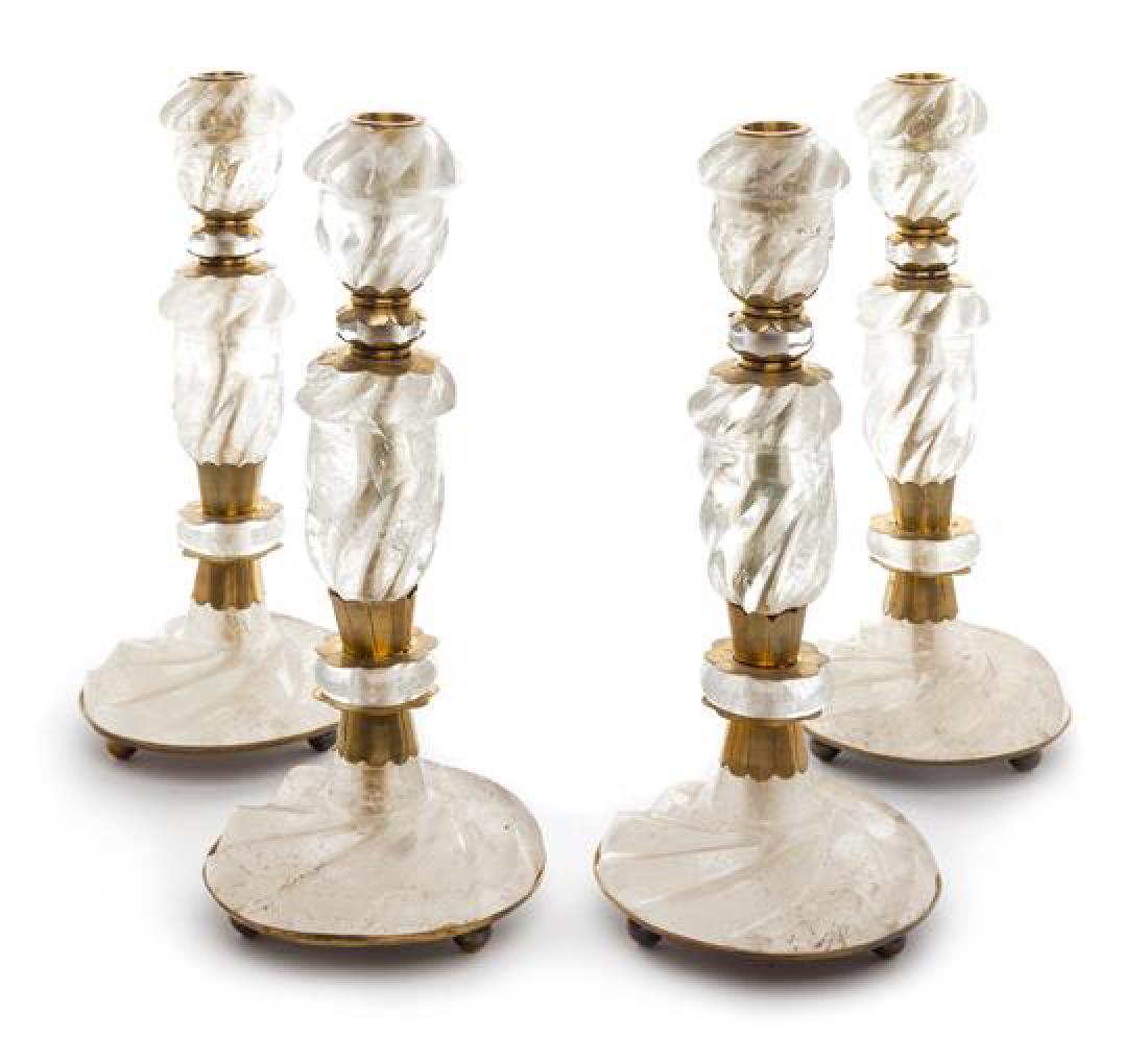A Set of Four Brass Mounted Rock Crystal Candlesticks (1 of 1)