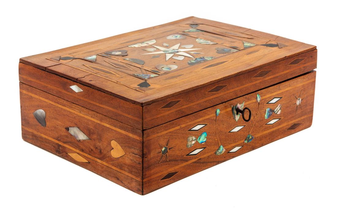 * An Abalone Inlaid Workbox Width 10 1/2 inches. (1 of 1)