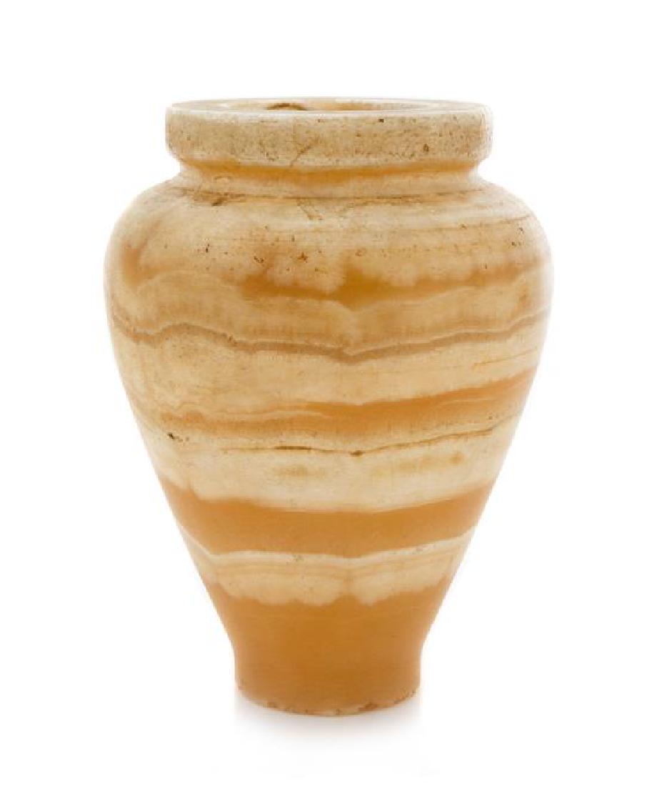 An Egyptian Banded Alabaster Vase or Canopic Jar Height (1 of 1)