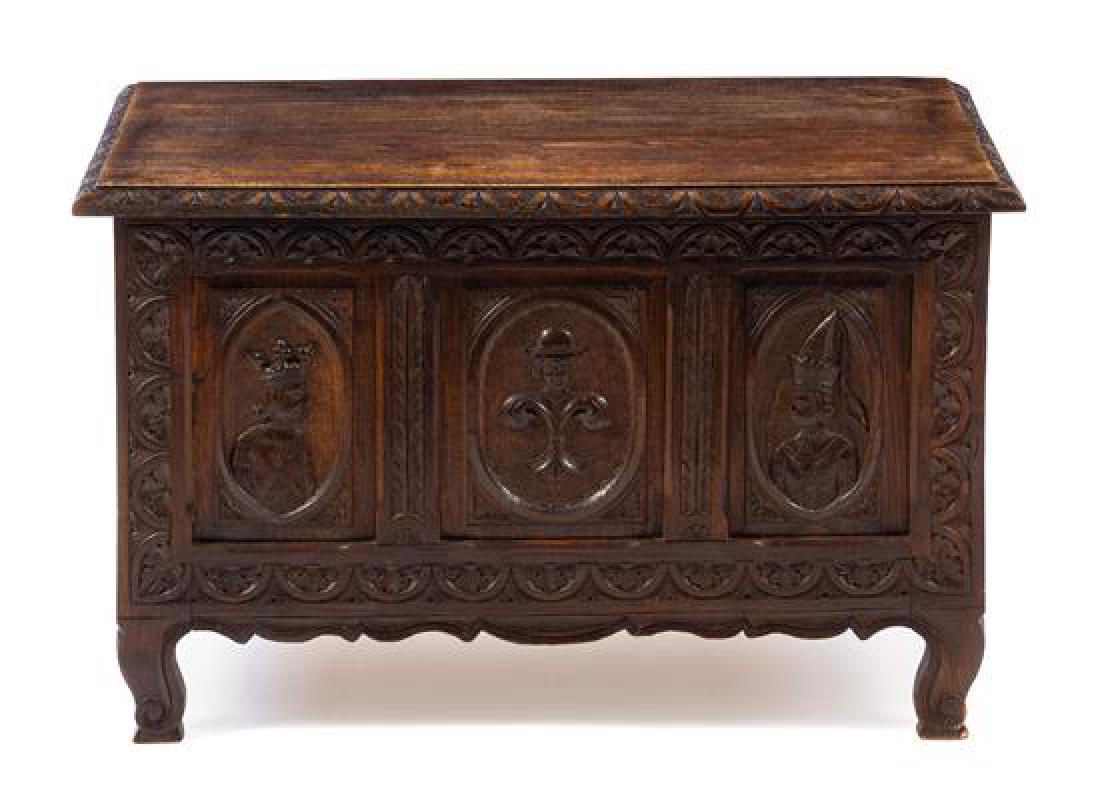 A Gothic Revival Oak Chest Height 20 3/4 x width 33 3/4 (1 of 1)