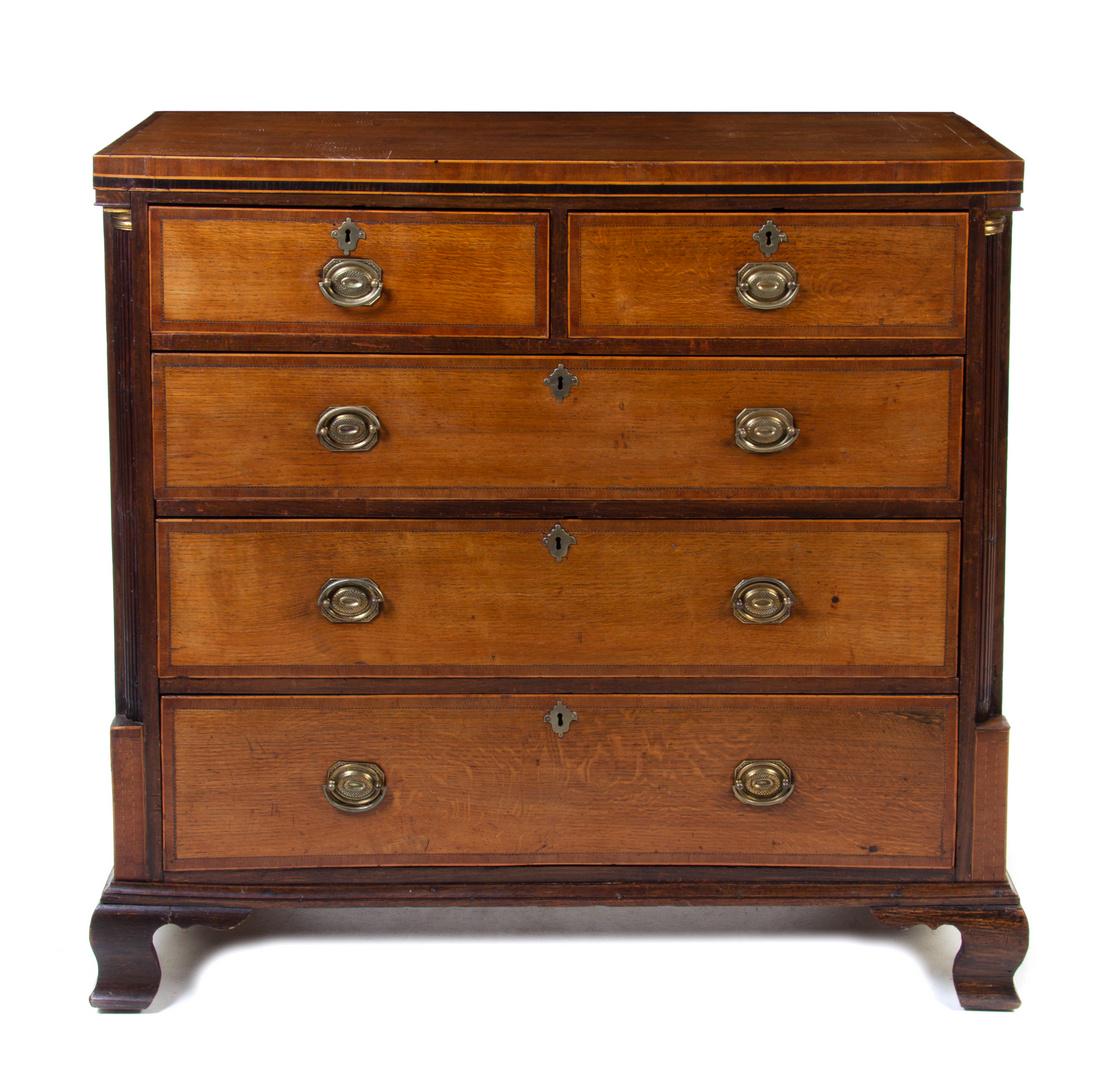 A George III Oak and Mahogany Chest of Drawers Height (1 of 1)