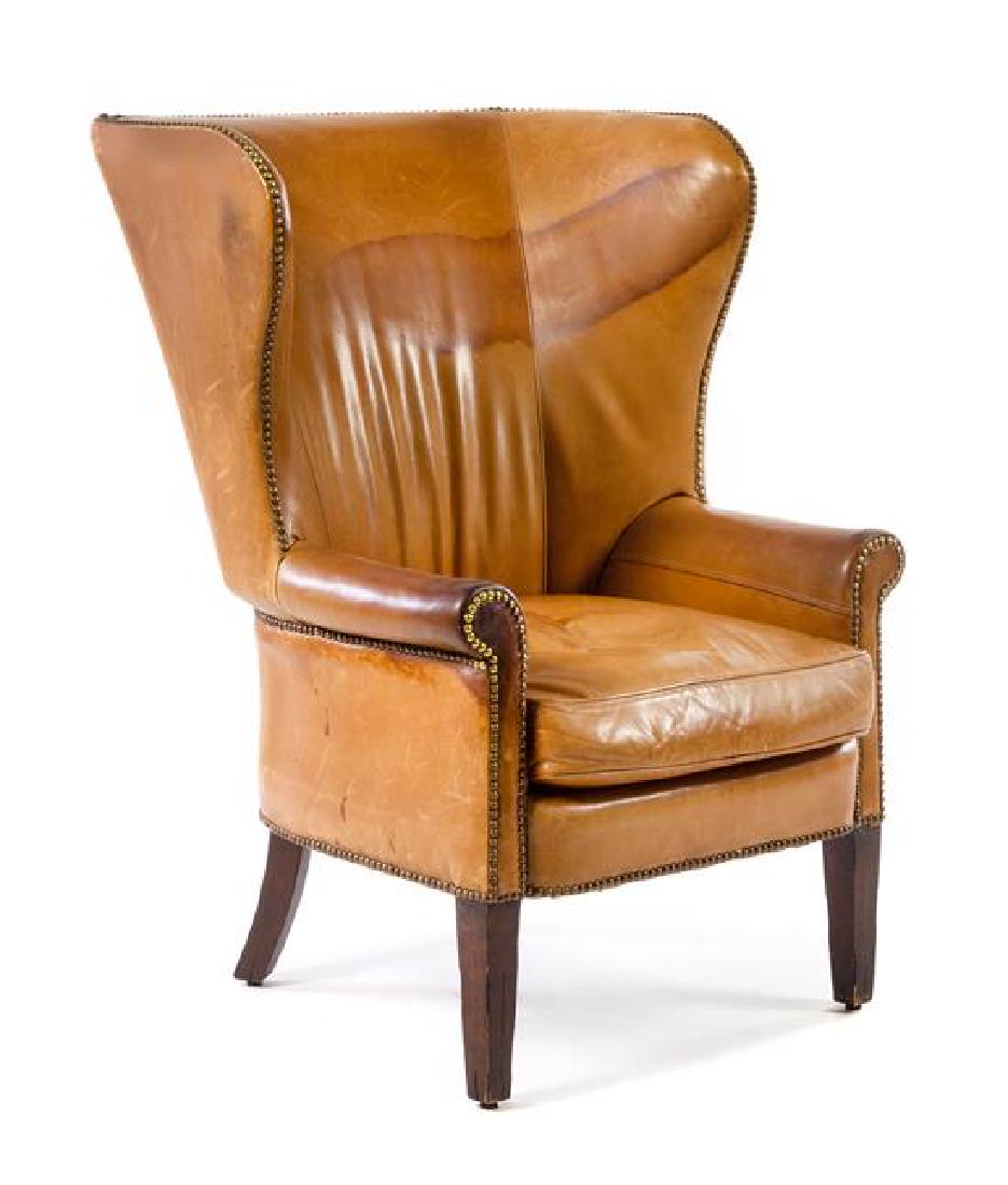 A George III Style Leather-Upholstered Wingback Chair (1 of 1)