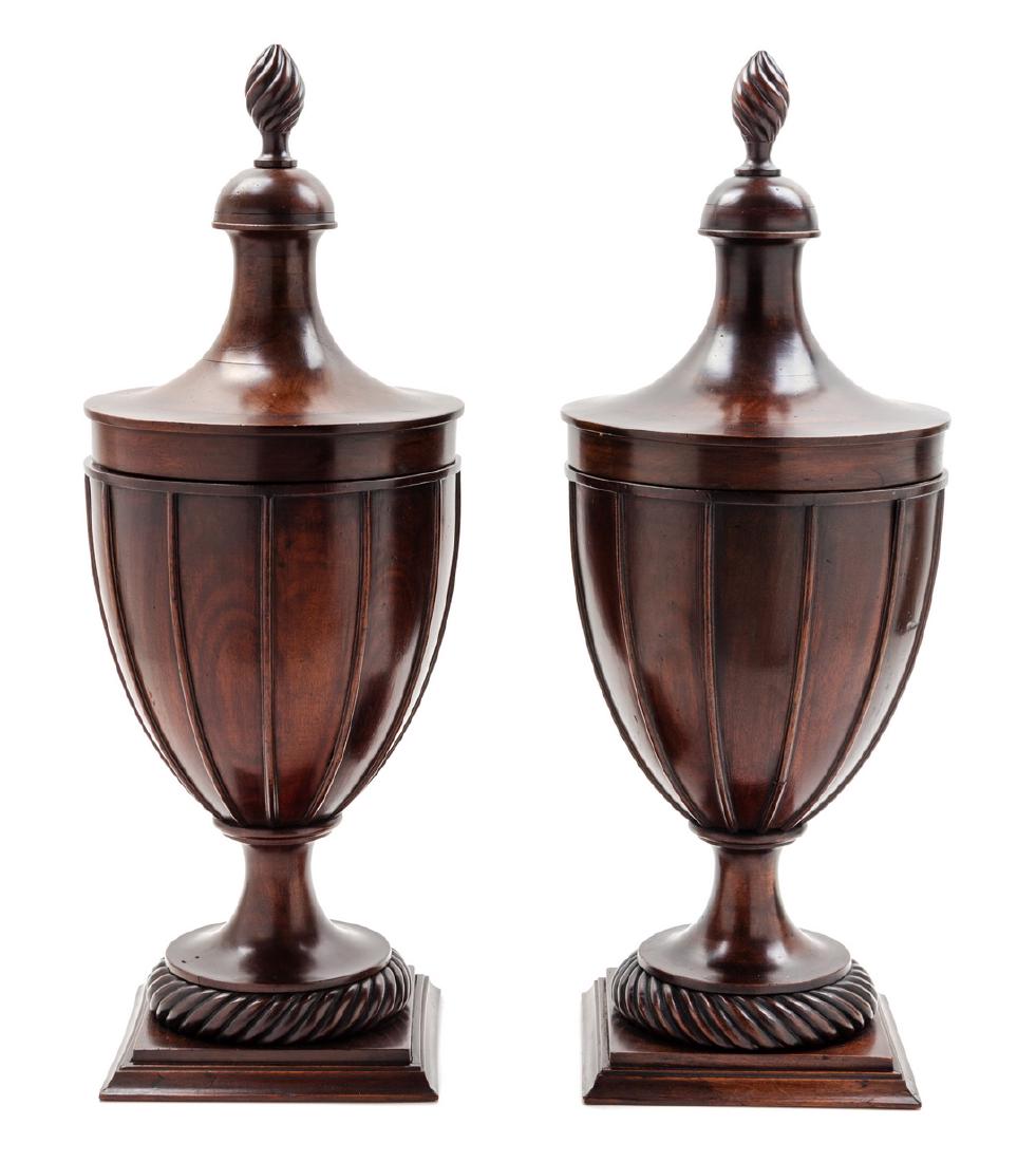 * A Pair of Regency Style Mahogany Cutlery Urns Height (1 of 1)