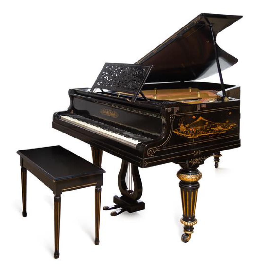 A Victorian Black Lacquered Piano Length of case 5 feet (1 of 1)