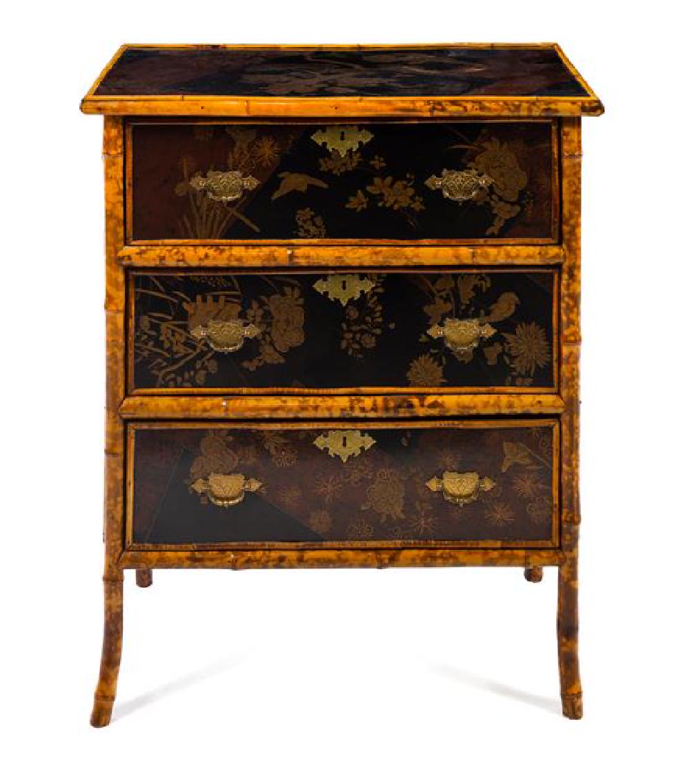 * A Victorian Bamboo and Lacquer Chest of Drawers (1 of 1)