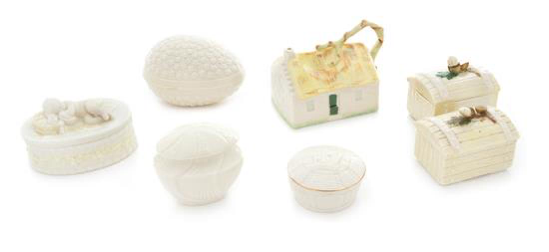 * Six Belleek Articles Width of widest 5 1/2 inches. (1 of 2)