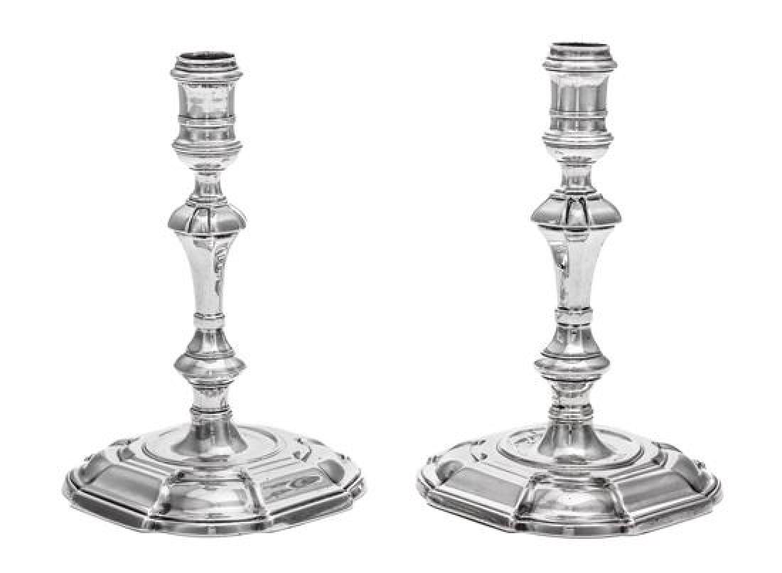 A Near Pair of George II Silver Candlesticks, James (1 of 2)