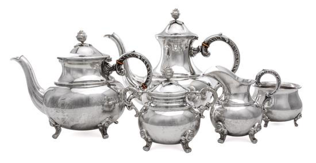 A German Silver Five-Piece Tea and Coffee Service, 20th (1 of 2)