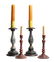 Two Pairs of Carved Wood Candle Stick Holders Height of