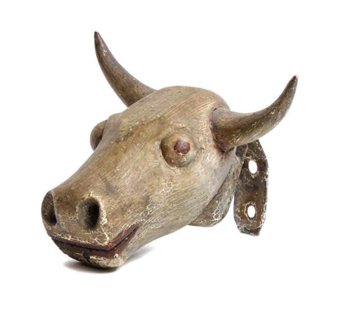 American Carved and Painted Wood Steer's Head Length 6 (1 of 1)