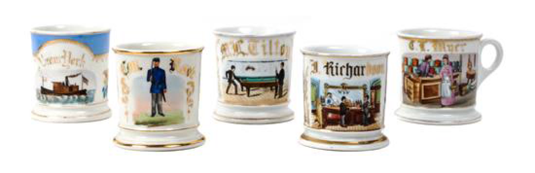 Five Occupational Shaving Mugs Height of tallest 3 7/8 (1 of 1)