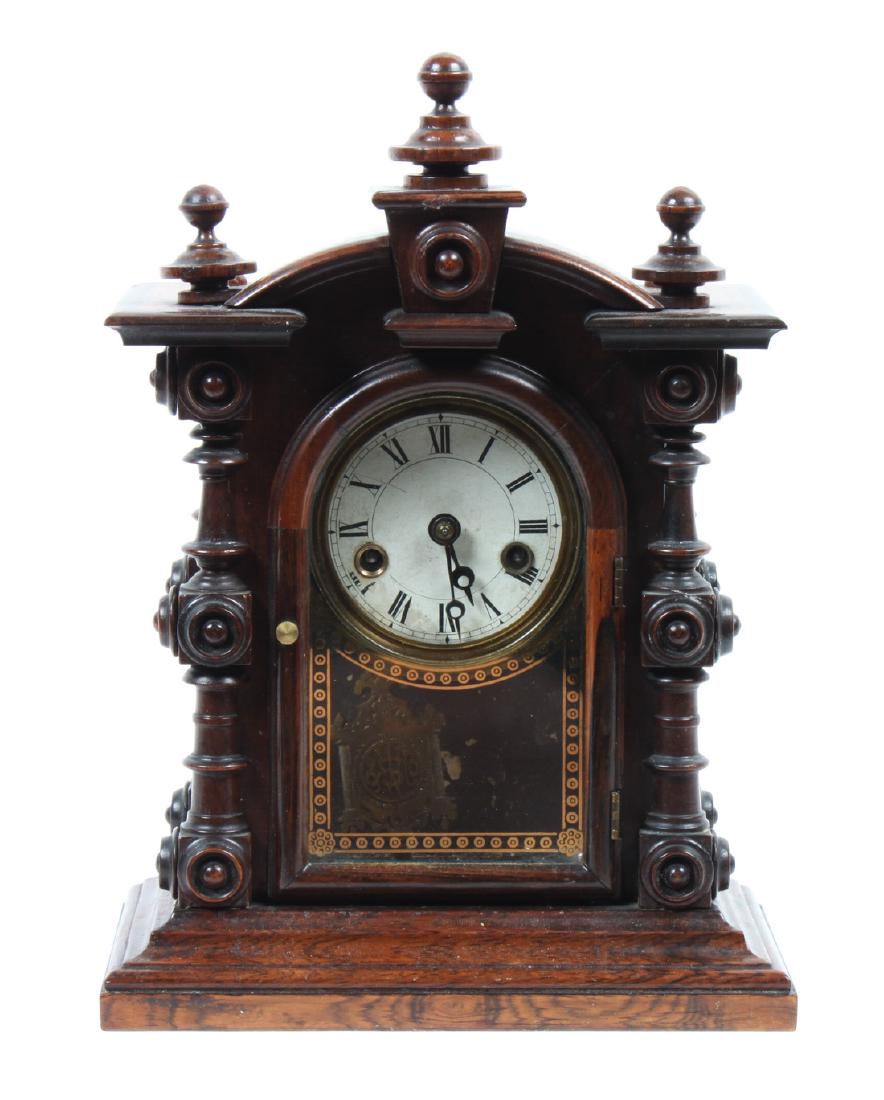 American Carved Wood Mantel Clock Height 10 1/4 inches (1 of 1)