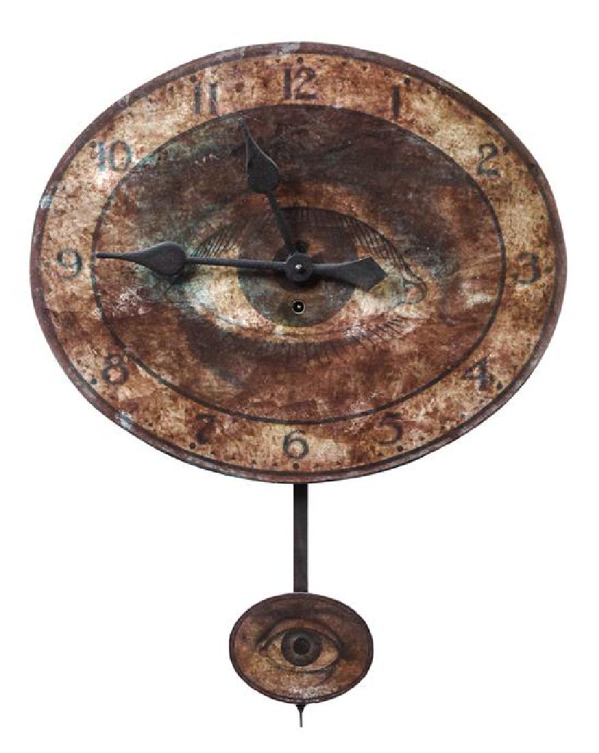 American Painted Wood Surrealist Clock Height of first (1 of 2)
